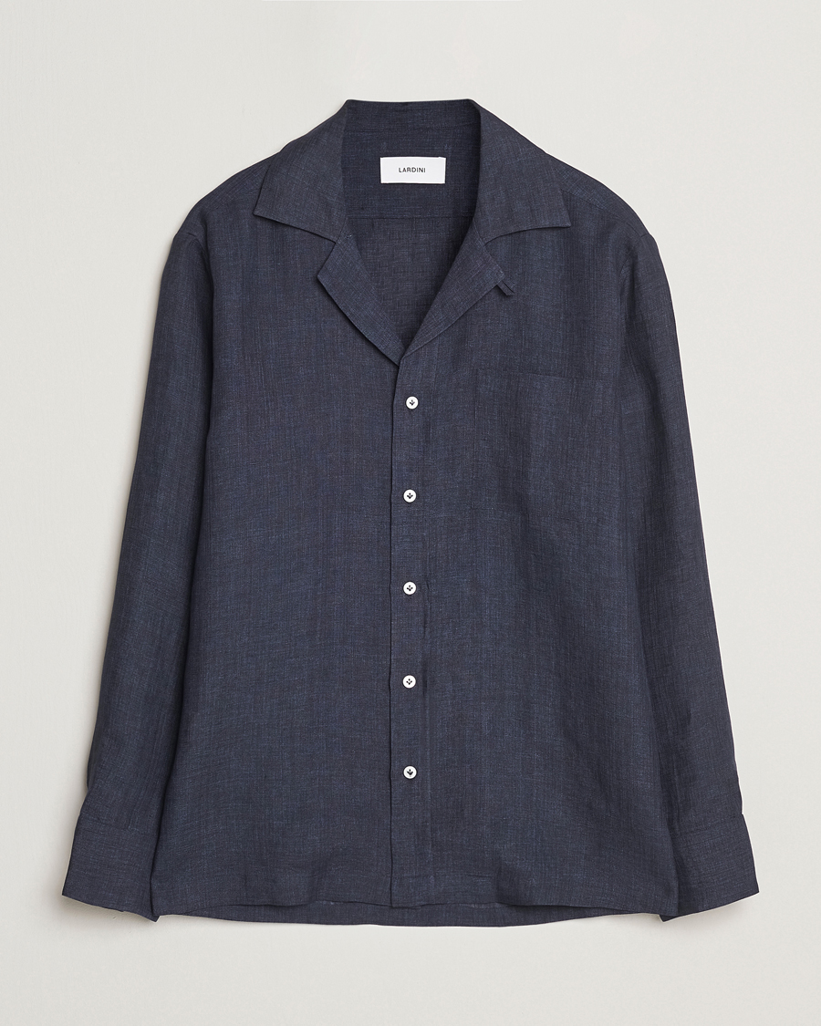 Hombres | Camisas | Lardini | Paul Linen Resort Shirt Navy