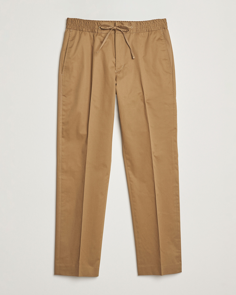Hombres | Pantalones | Tiger of Sweden | Tannen Cotton Drawstring Trousers Beige