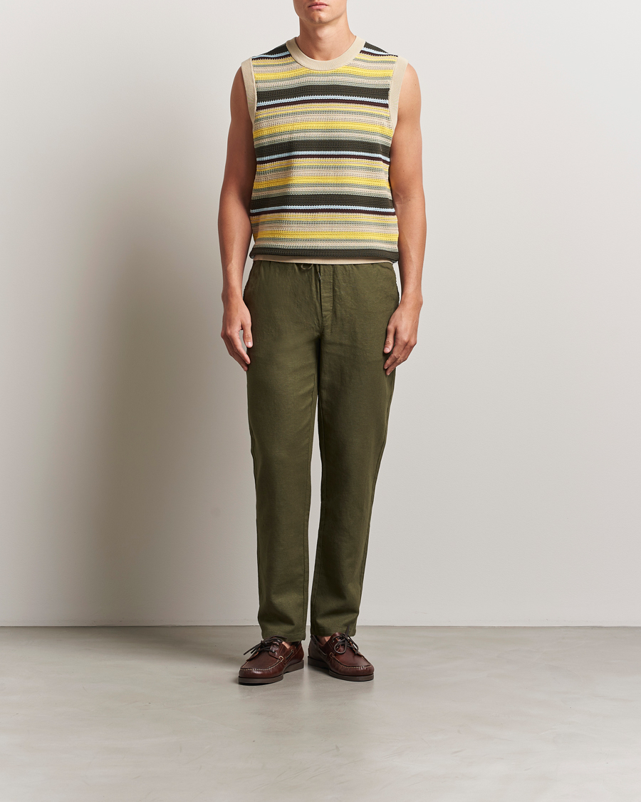 Hombres | Pantalones | LES DEUX | Patrick Linen Pants Olive Night