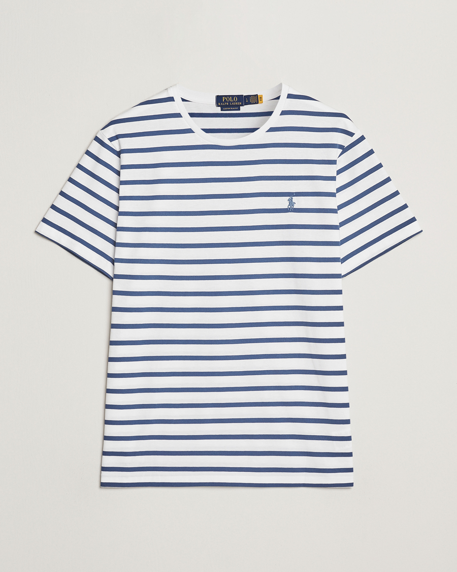 Hombres | Camisetas | Polo Ralph Lauren | Custom Slim Fit Striped Tee White/Old Royal