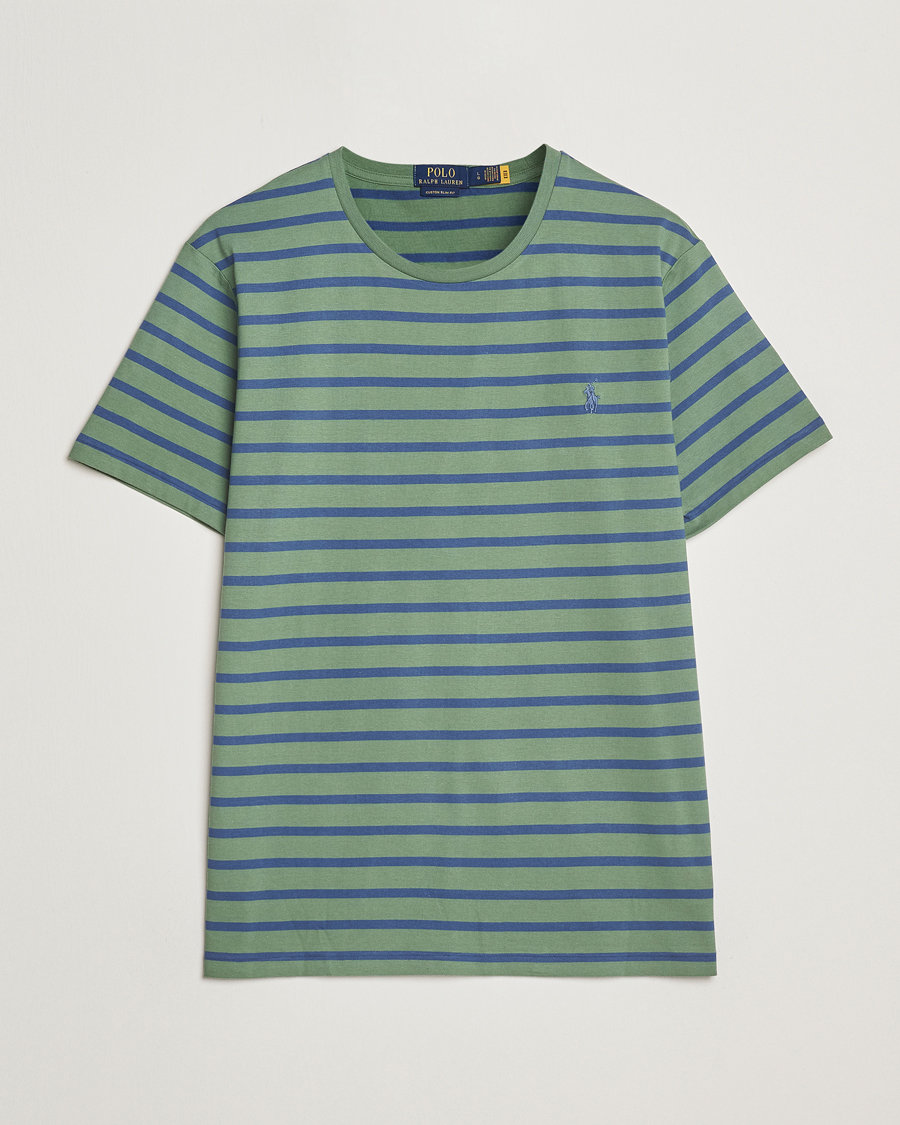 Hombres | Camisetas | Polo Ralph Lauren | Custom Slim Fit Striped Tee Green/Old Royal