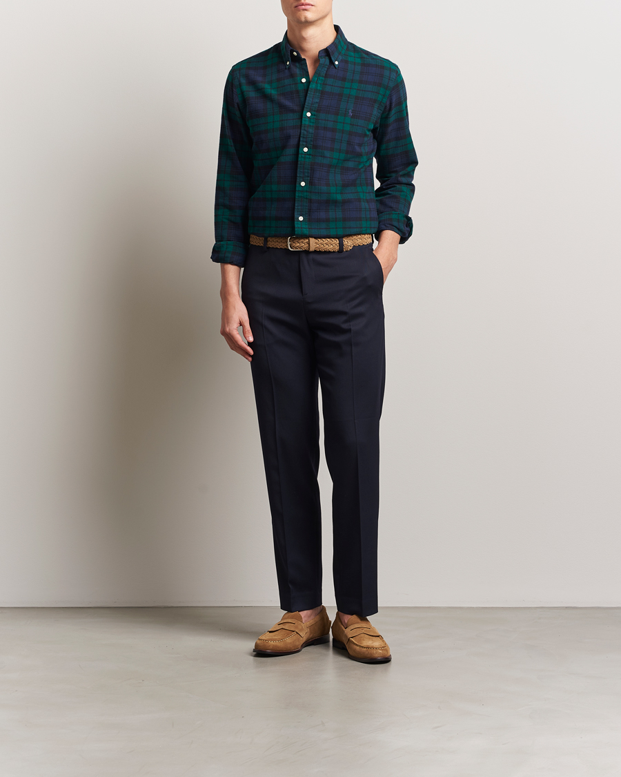 Hombres | Camisas | Polo Ralph Lauren | Custom Fit Checked Oxford Shirt Navy/Green Multi
