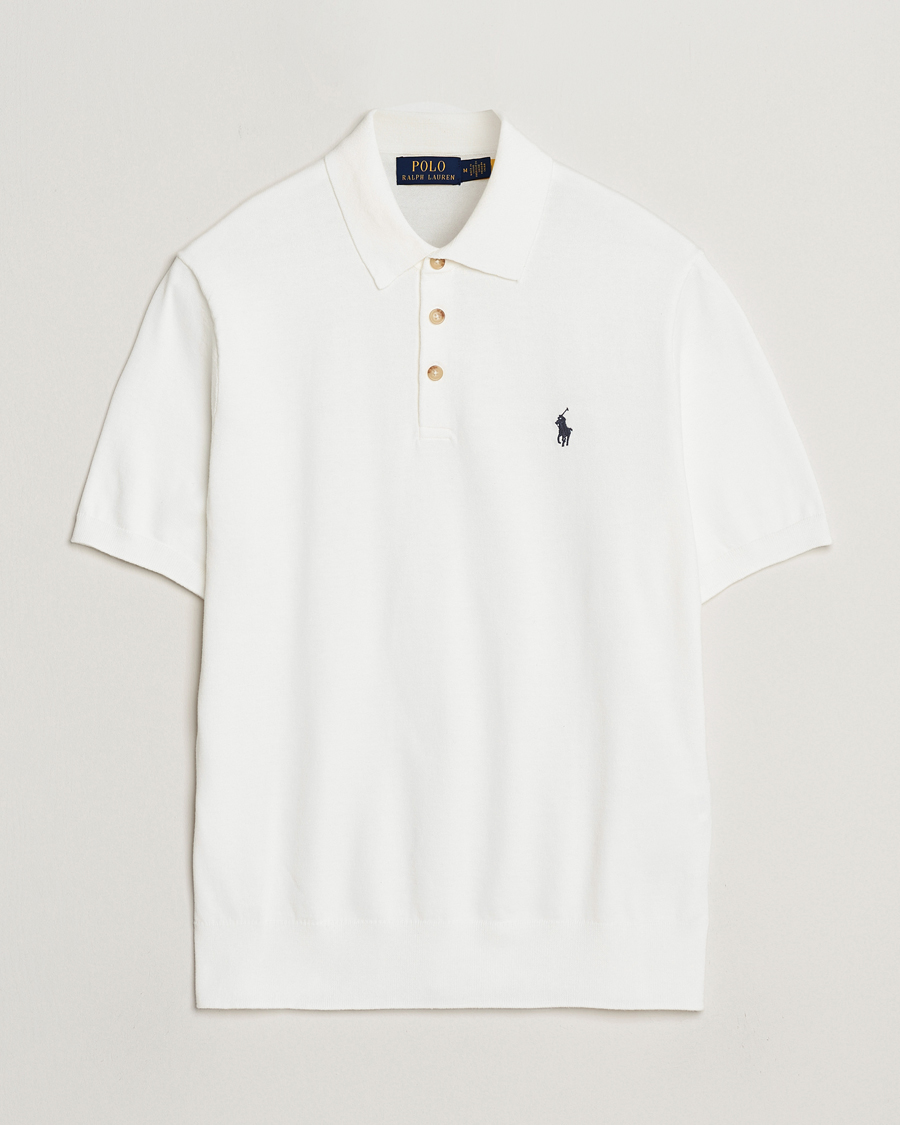 Hombres | Jerséis y prendas de punto | Polo Ralph Lauren | Knitted Short Sleeve Polo Deckwash White