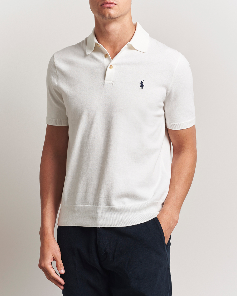 Hombres | Jerséis y prendas de punto | Polo Ralph Lauren | Knitted Short Sleeve Polo Deckwash White