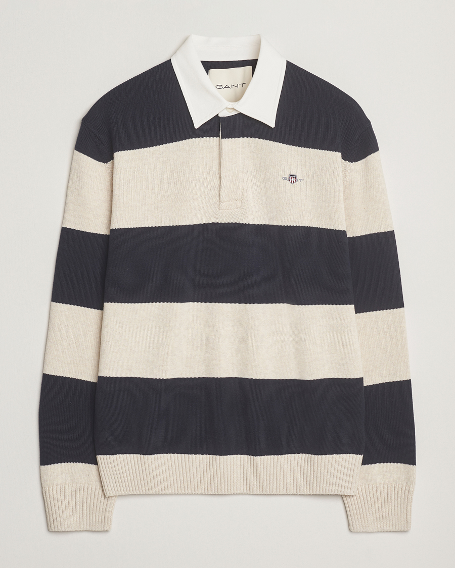 Hombres | Jerséis y prendas de punto | GANT | Knitted Barstriped Rugger Evening Blue
