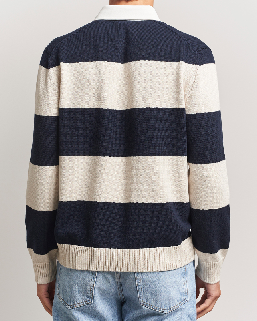 Hombres | Jerséis y prendas de punto | GANT | Knitted Barstriped Rugger Evening Blue