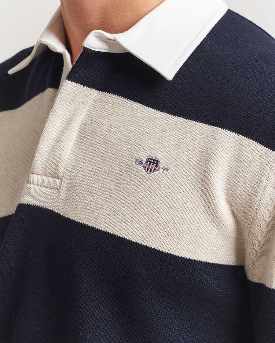 Hombres | Jerséis y prendas de punto | GANT | Knitted Barstriped Rugger Evening Blue