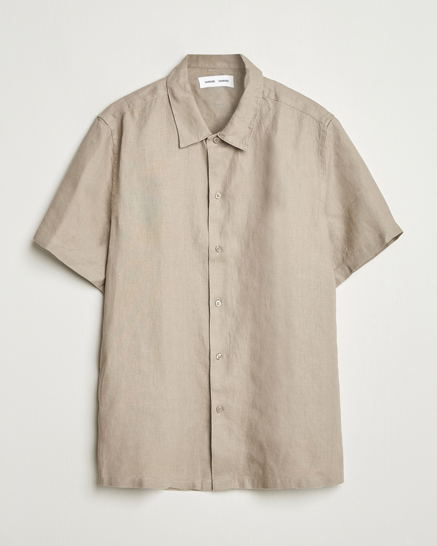 Hombres | Camisas | Samsøe Samsøe | Avan Linen Short Sleeve Shirt Greige