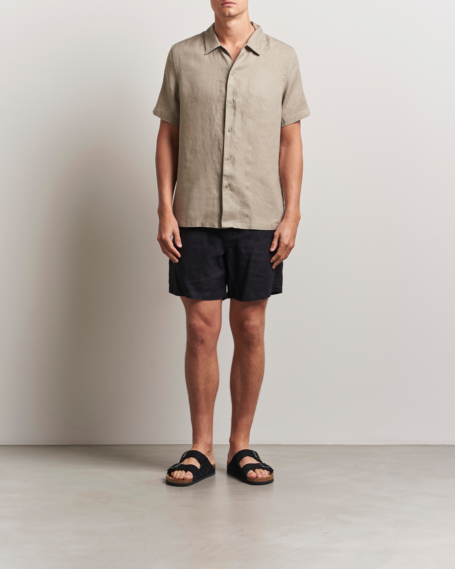 Hombres | Camisas | Samsøe Samsøe | Avan Linen Short Sleeve Shirt Greige