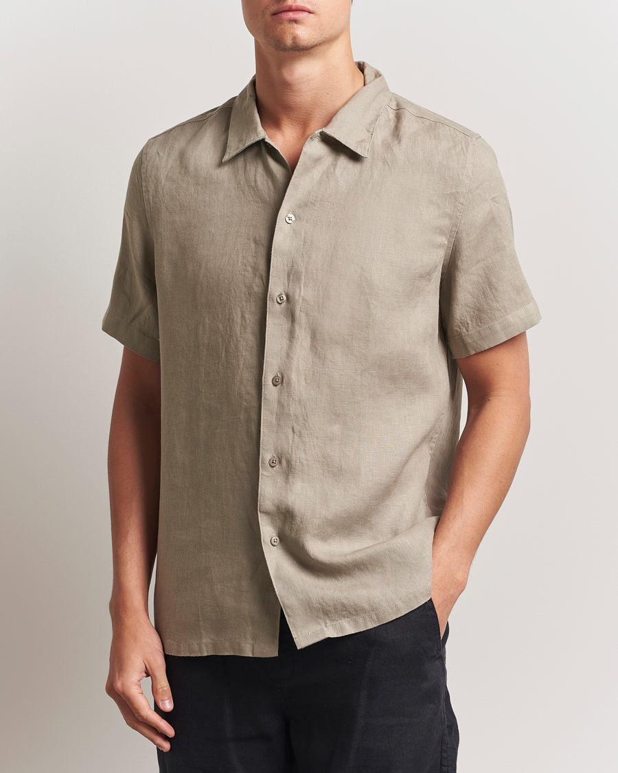 Hombres | Camisas | Samsøe Samsøe | Avan Linen Short Sleeve Shirt Greige