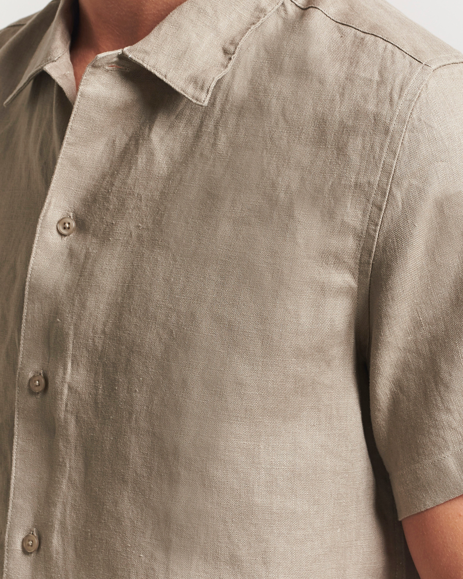 Hombres | Camisas | Samsøe Samsøe | Avan Linen Short Sleeve Shirt Greige