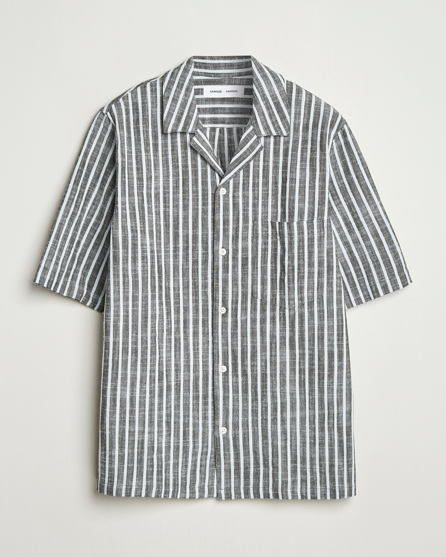 Hombres | Camisas | Samsøe Samsøe | Oscar Striped Short Sleeve Shirt Climbing Ivy