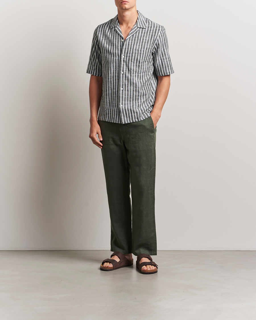 Hombres | Camisas | Samsøe Samsøe | Oscar Striped Short Sleeve Shirt Climbing Ivy