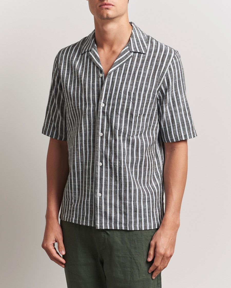 Hombres | Camisas | Samsøe Samsøe | Oscar Striped Short Sleeve Shirt Climbing Ivy