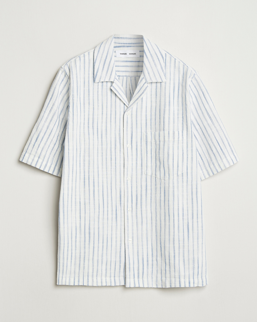 Hombres | Camisas | Samsøe Samsøe | Oscar Striped Short Sleeve Shirt Clear Cream