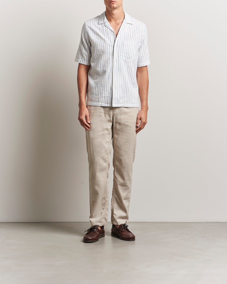 Hombres | Camisas | Samsøe Samsøe | Oscar Striped Short Sleeve Shirt Clear Cream