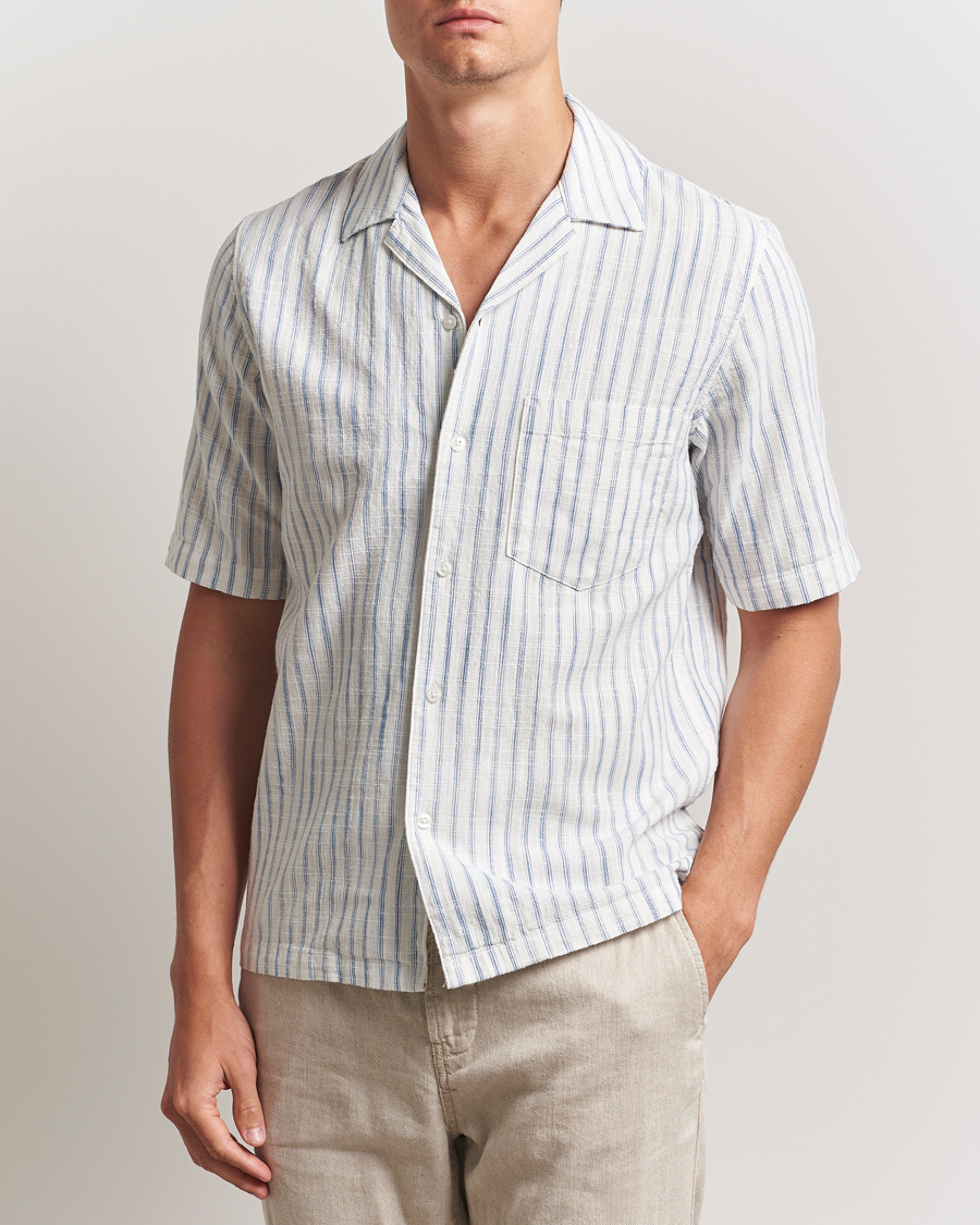 Hombres | Camisas | Samsøe Samsøe | Oscar Striped Short Sleeve Shirt Clear Cream