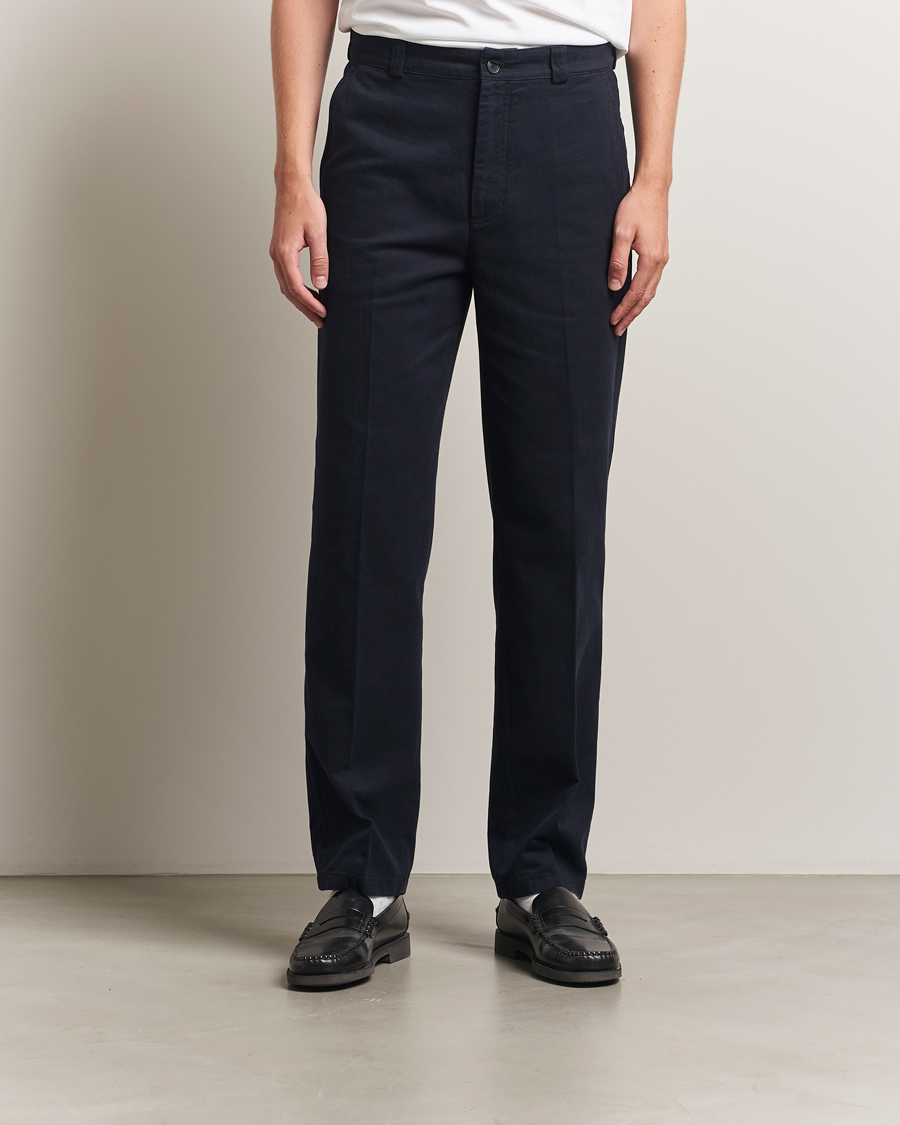 Hombres | Pantalones | Filippa K | Cotton Chino Trousers Navy