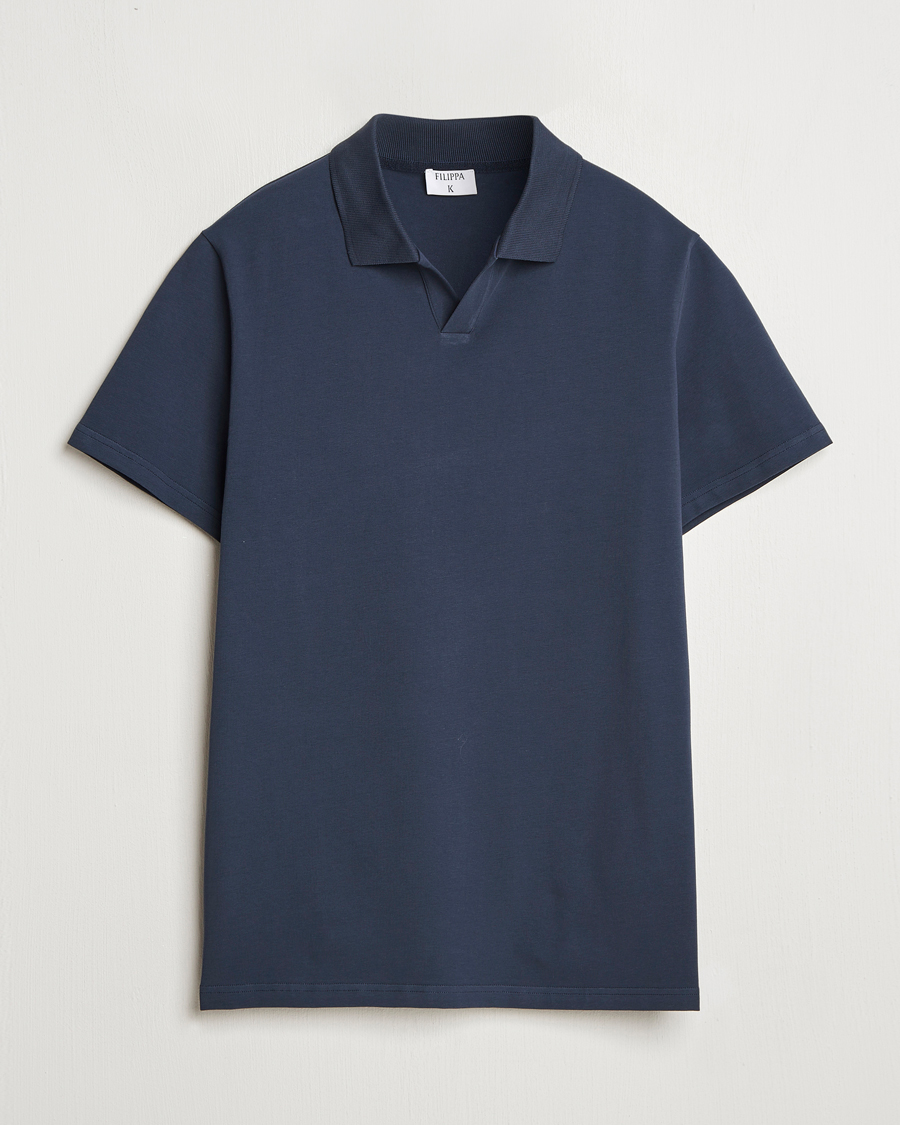 Hombres | Polos | Filippa K | Soft Lycra Polo T-Shirt Dusk Blue
