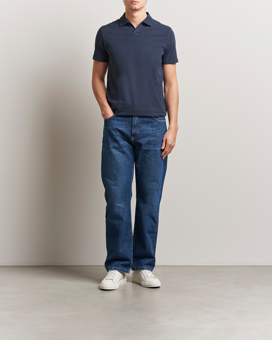 Hombres | Polos | Filippa K | Soft Lycra Polo T-Shirt Dusk Blue