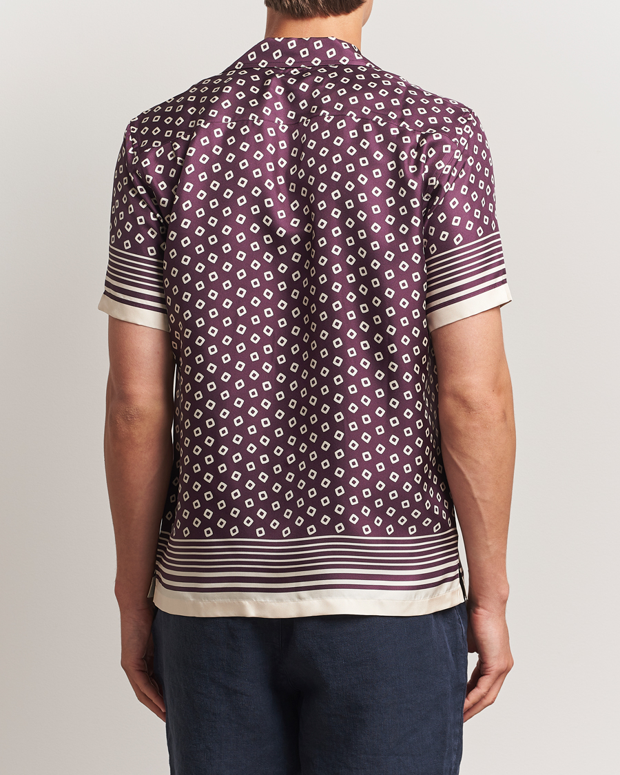 Hombres | Camisas | Orlebar Brown | Maitan Silk Lumina Short Sleeve Shirt Damson/Latte