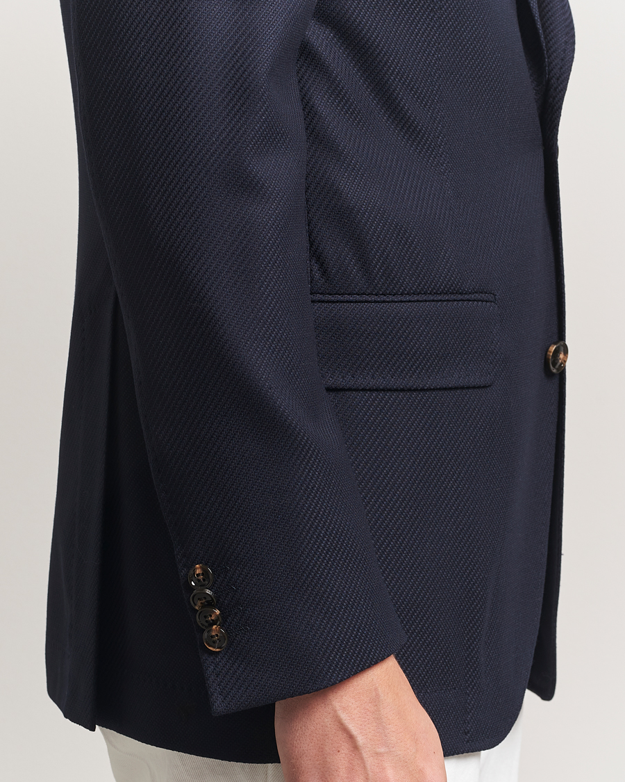 Hombres | Blazers | Oscar Jacobson | Fellow EVO Structured Loro Piana Wool Blazer Navy