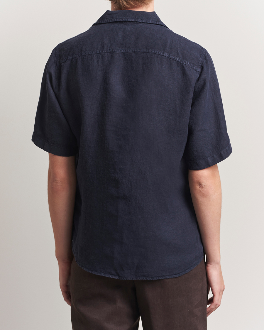 Hombres | Camisas | Oscar Jacobson | Reg Fit City Linen Shirt Navy