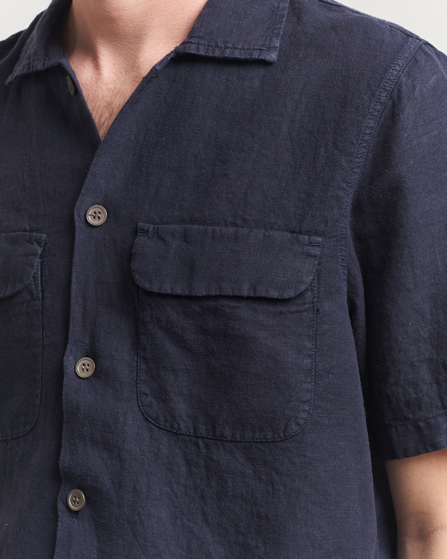 Hombres | Camisas | Oscar Jacobson | Reg Fit City Linen Shirt Navy
