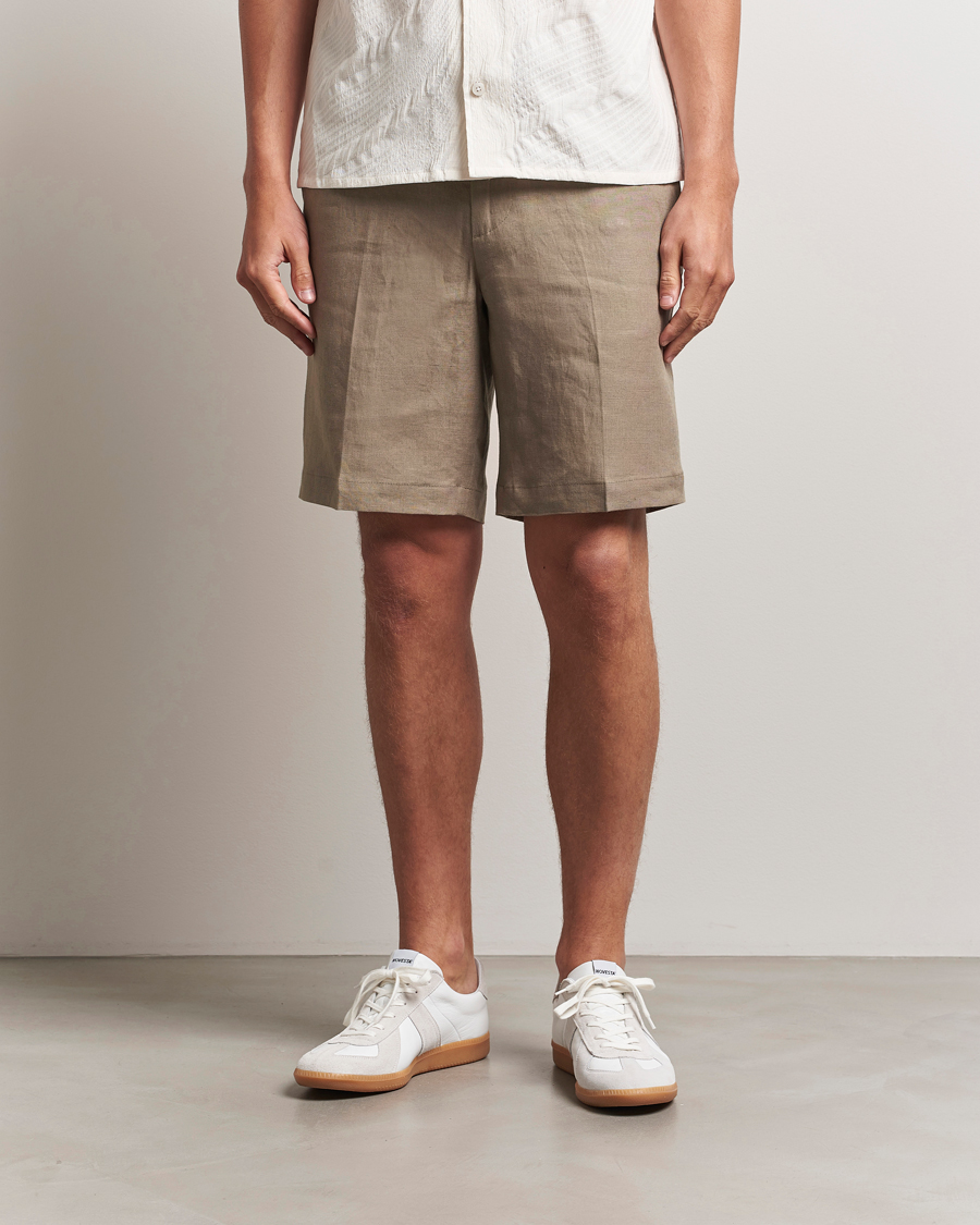 Hombres | Pantalones cortos | J.Lindeberg | Brady Drape Linen Shorts Nutmeg