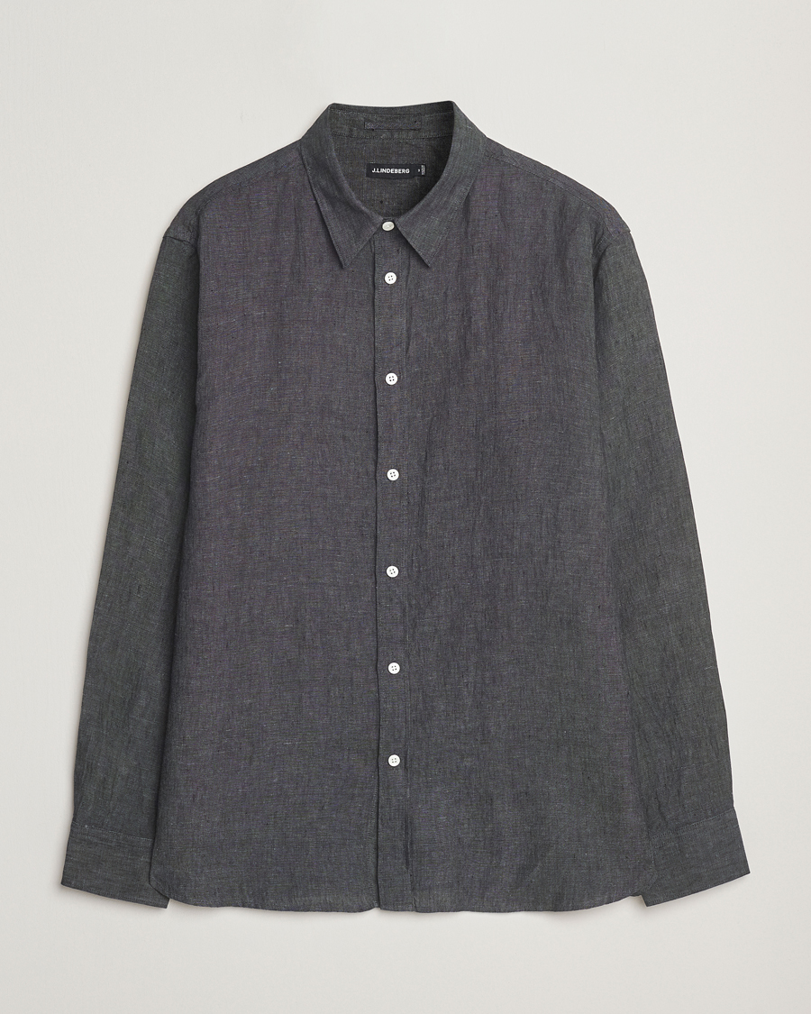 Hombres | Camisas | J.Lindeberg | Linen Melange Shirt Black
