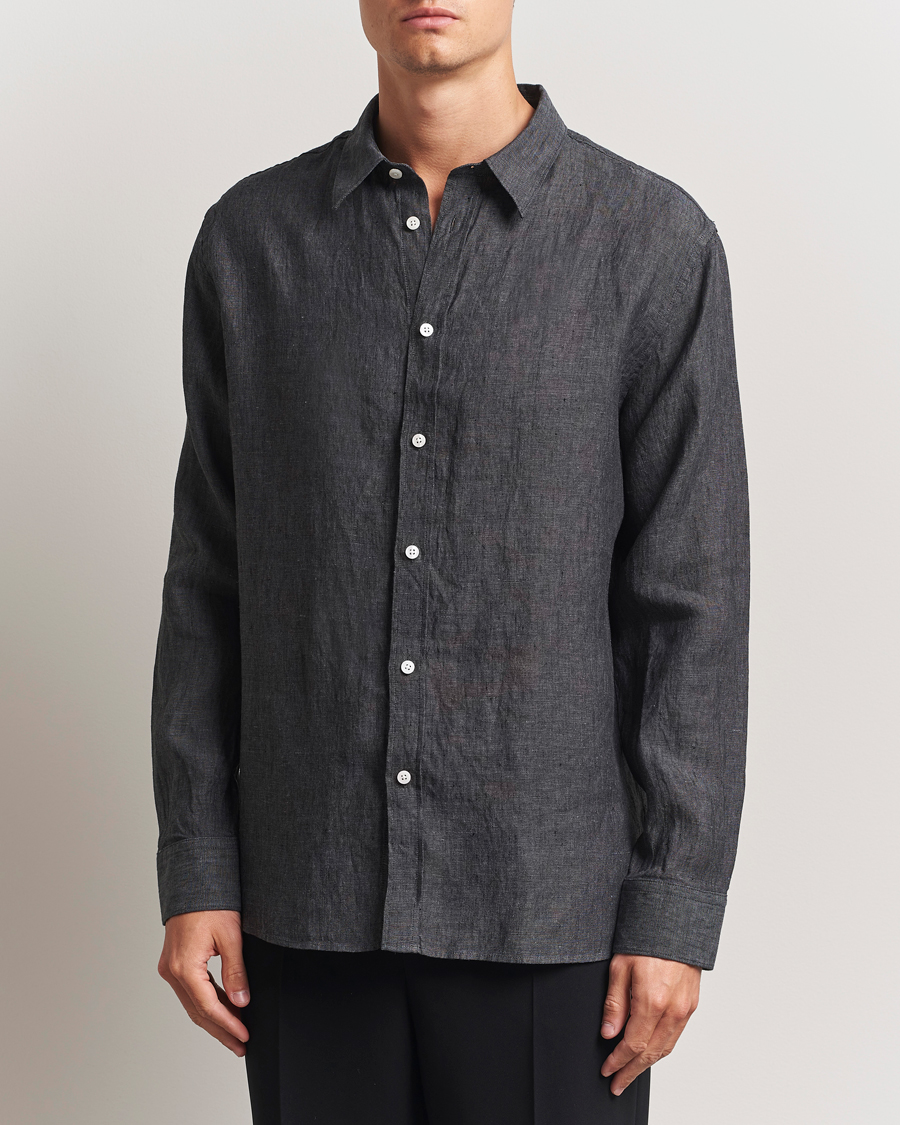 Hombres | Camisas | J.Lindeberg | Linen Melange Shirt Black