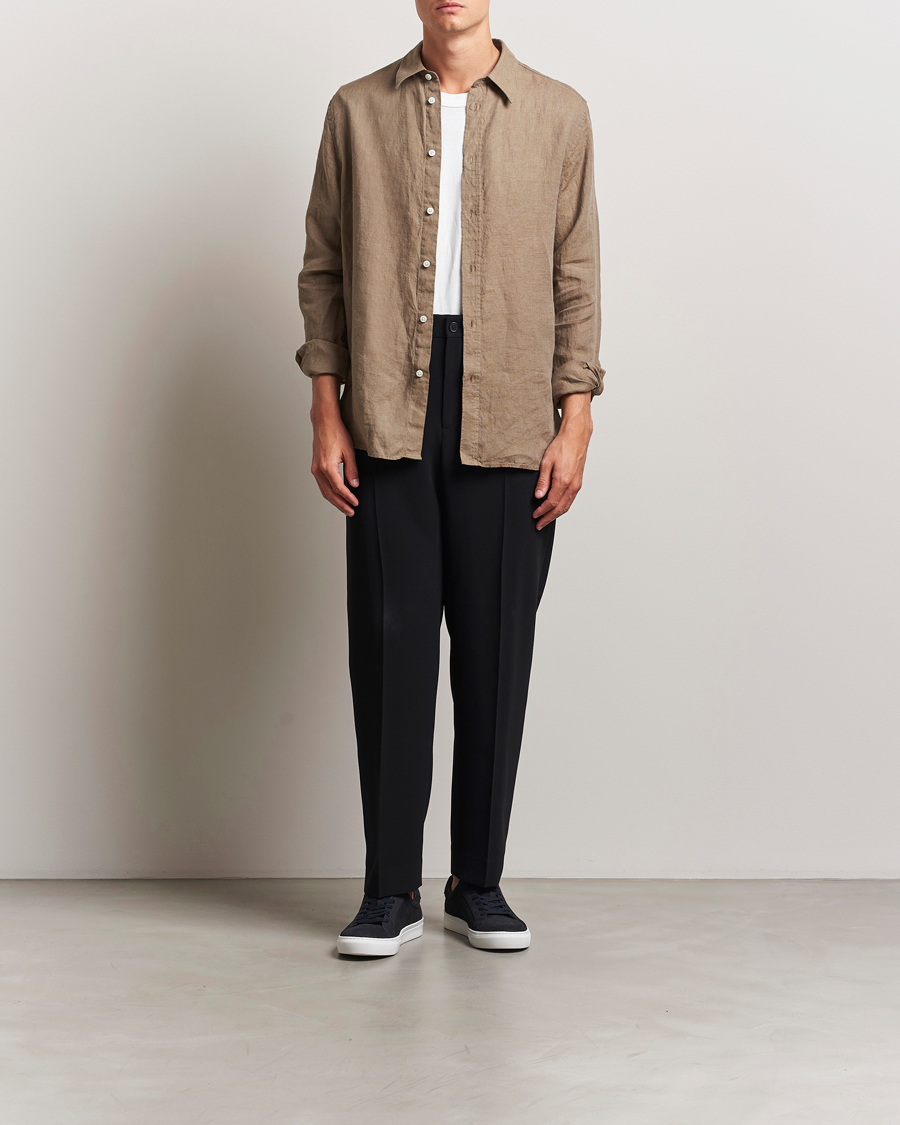 Hombres | Camisas | J.Lindeberg | Linen Melange Shirt Nutmeg