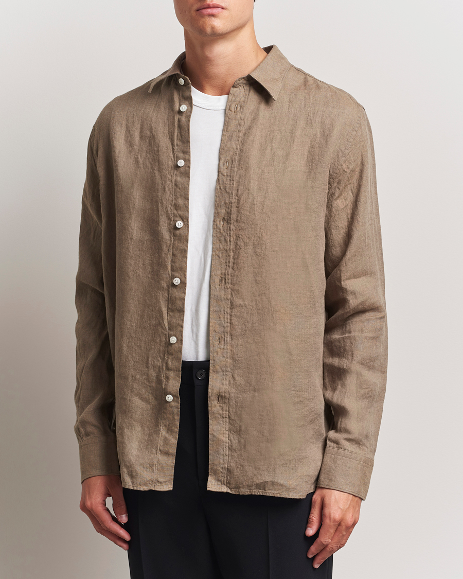 Hombres | Camisas | J.Lindeberg | Linen Melange Shirt Nutmeg
