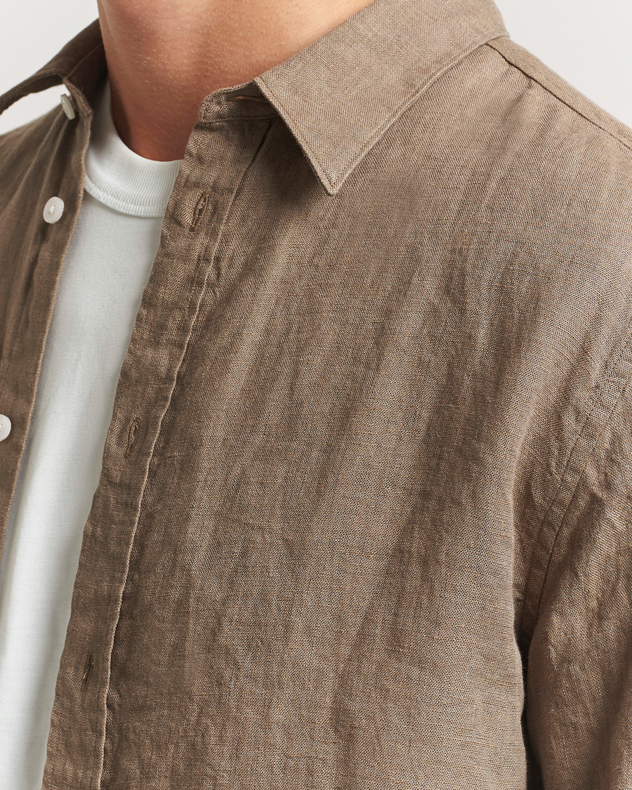 Hombres | Camisas | J.Lindeberg | Linen Melange Shirt Nutmeg