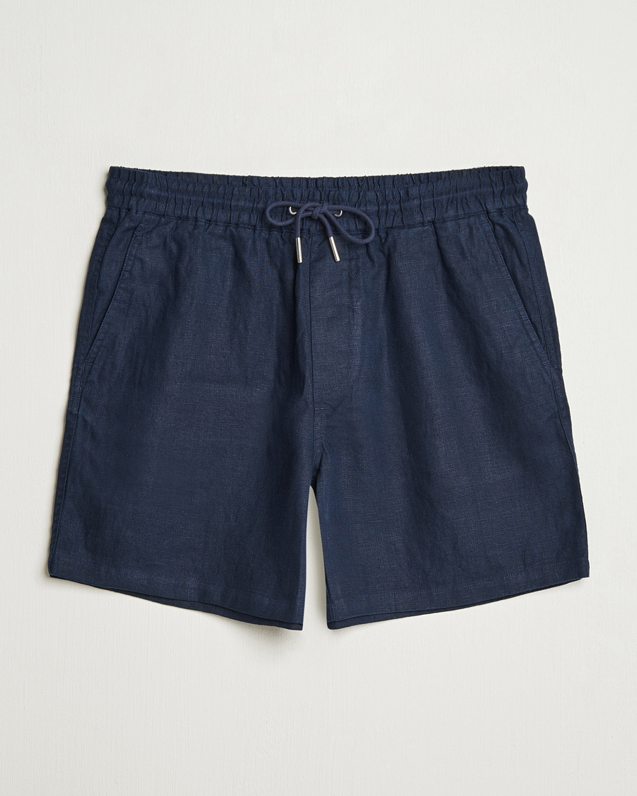 Hombres | Pantalones cortos | NN07 | Gregor Linen Drawstring Shorts Navy Blue