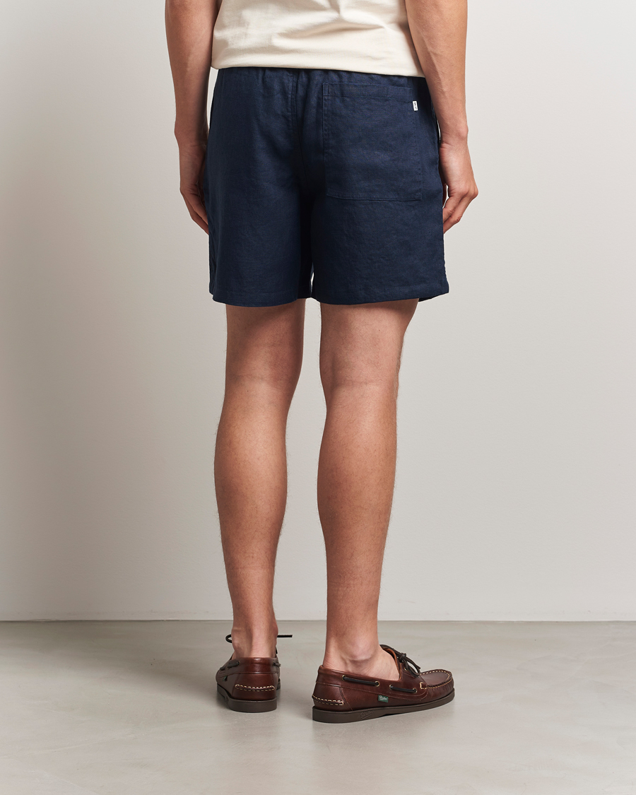 Hombres | Pantalones cortos | NN07 | Gregor Linen Drawstring Shorts Navy Blue