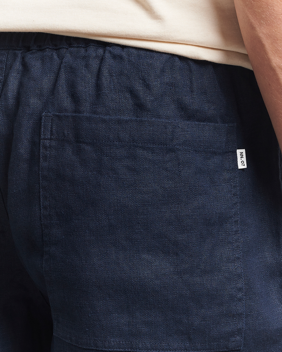 Hombres | Pantalones cortos | NN07 | Gregor Linen Drawstring Shorts Navy Blue