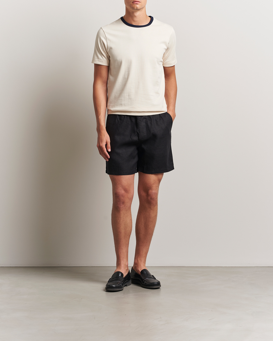 Hombres | Pantalones cortos | NN07 | Gregor Linen Drawstring Shorts Black