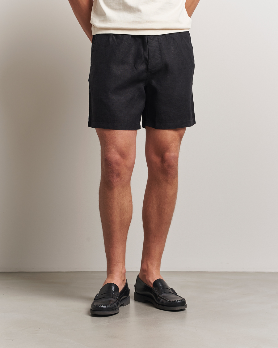 Hombres | Pantalones cortos | NN07 | Gregor Linen Drawstring Shorts Black