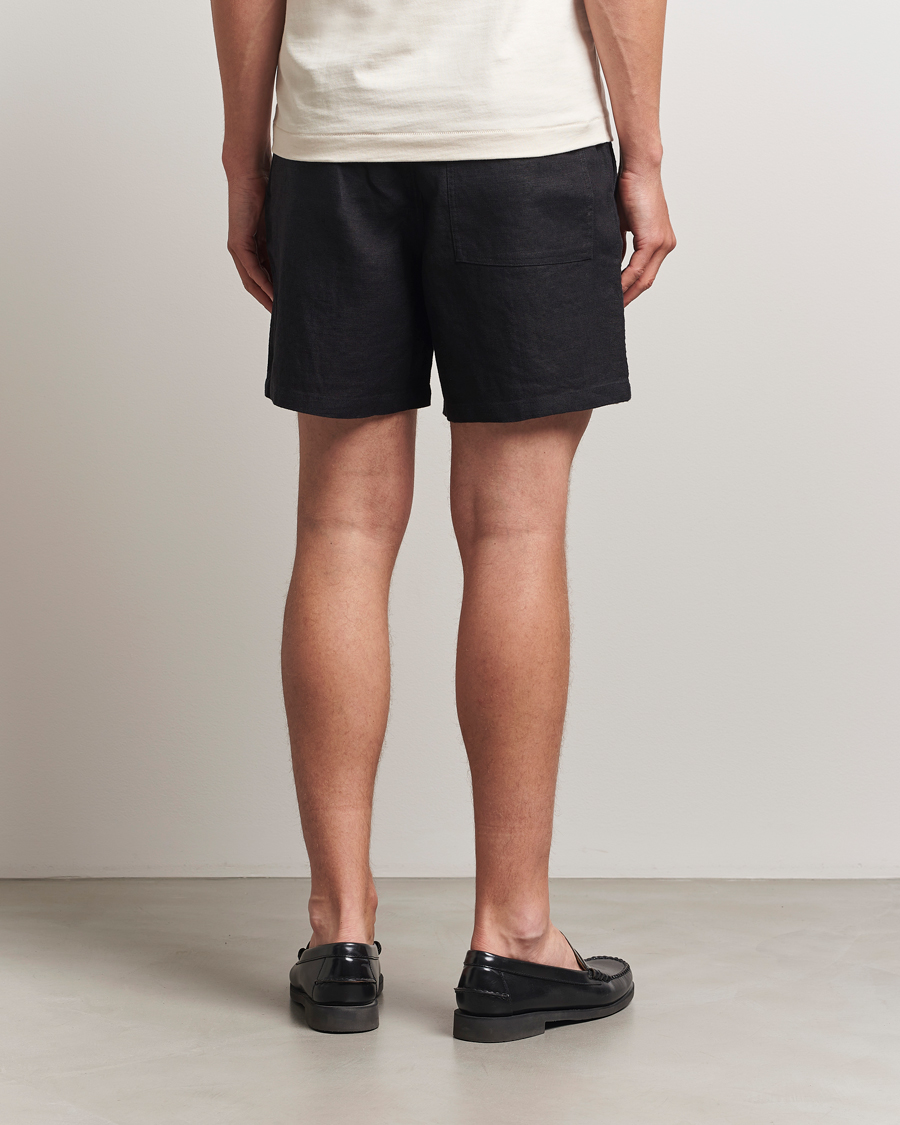 Hombres | Pantalones cortos | NN07 | Gregor Linen Drawstring Shorts Black