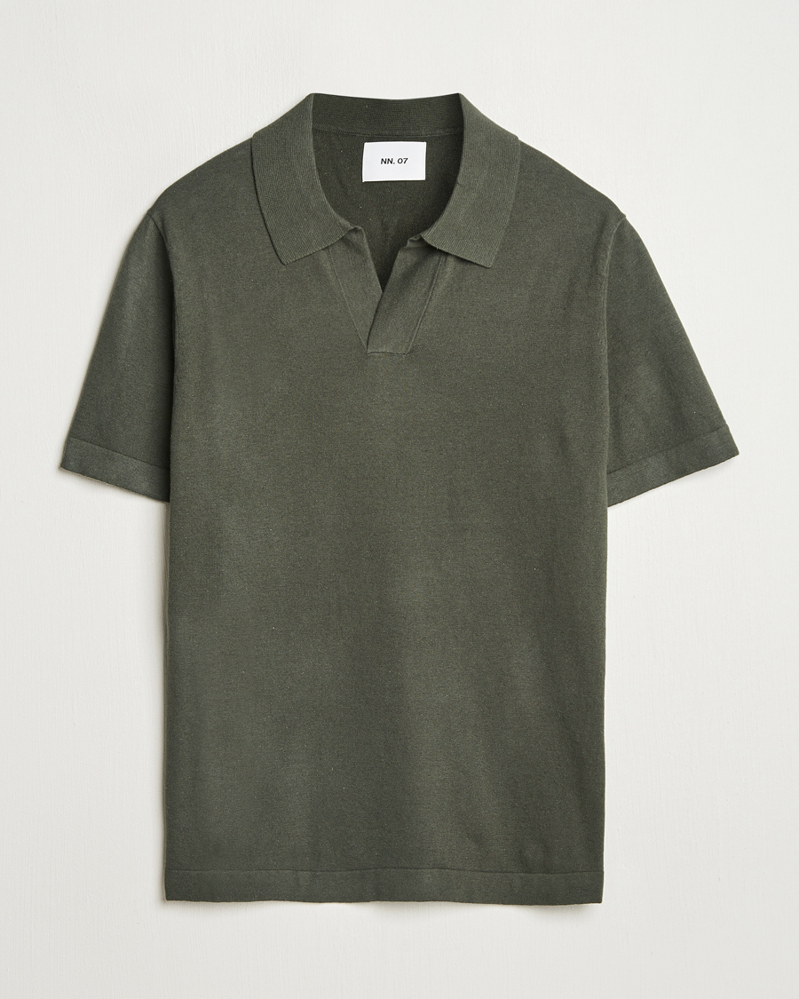 Hombres | Polos | NN07 | Ryan Cotton/Linen Polo Croc Green