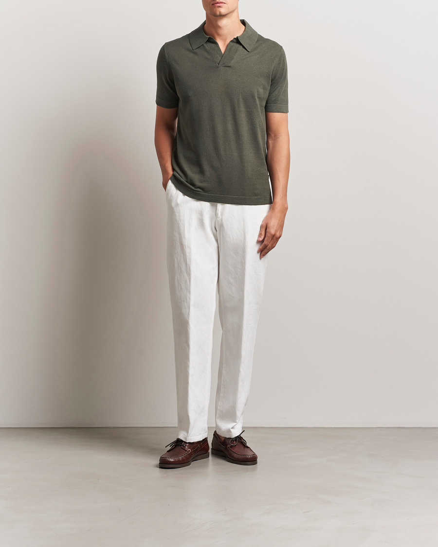 Hombres | Polos | NN07 | Ryan Cotton/Linen Polo Croc Green