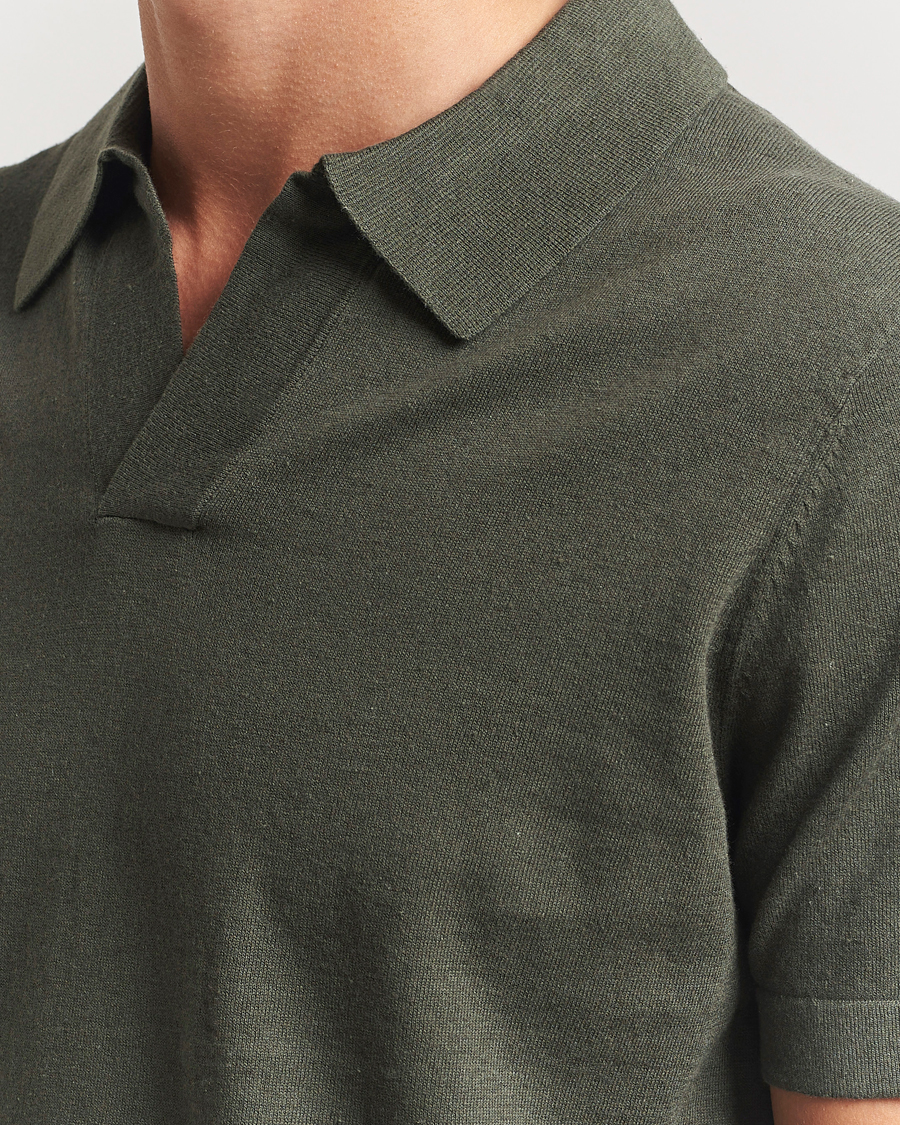 Hombres | Polos | NN07 | Ryan Cotton/Linen Polo Croc Green