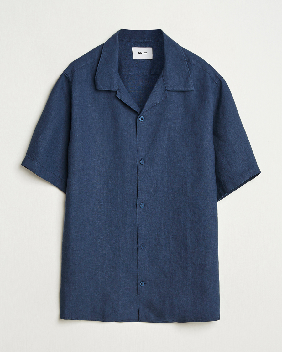 Hombres | Camisas | NN07 | Julio Linen Resort Shirt Navy Blue