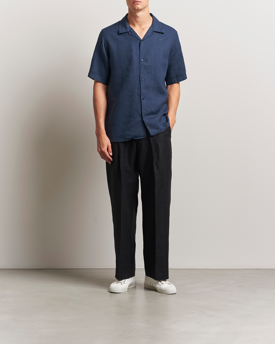 Hombres | Camisas | NN07 | Julio Linen Resort Shirt Navy Blue