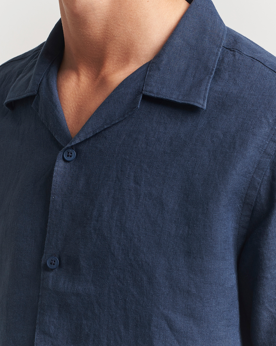 Hombres | Camisas | NN07 | Julio Linen Resort Shirt Navy Blue