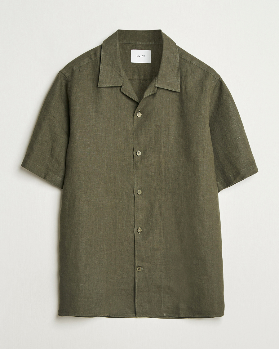 Hombres | Camisas | NN07 | Julio Linen Resort Shirt Croc Green