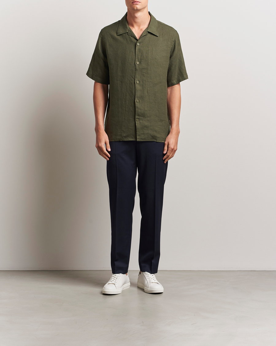 Hombres | Camisas | NN07 | Julio Linen Resort Shirt Croc Green