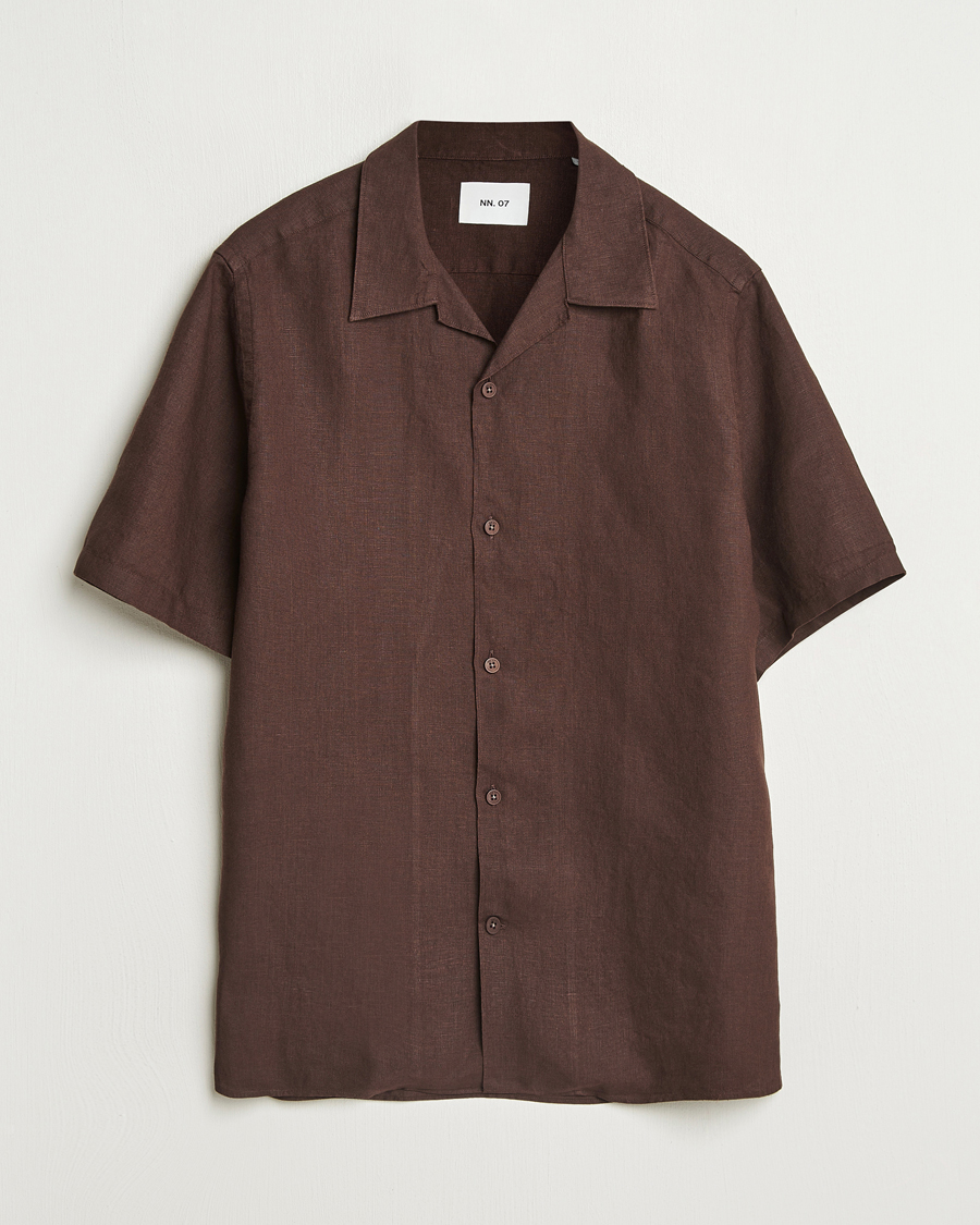 Hombres | Camisas | NN07 | Julio Linen Resort Shirt Coffee