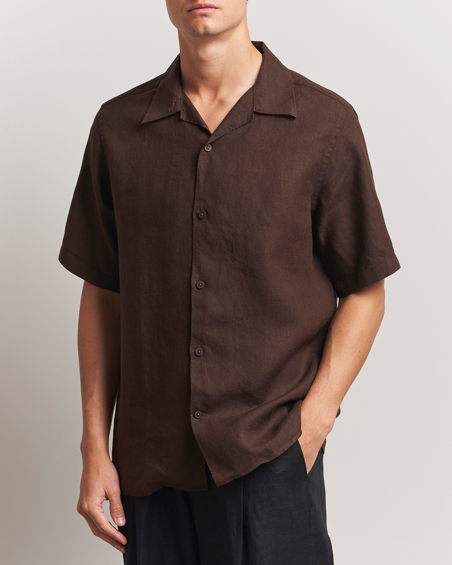 Hombres | Camisas | NN07 | Julio Linen Resort Shirt Coffee